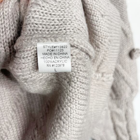 New Entro Large L Light Lavender Purple Pom Pom Crew Neck Textured Sweater - Picture 8 of 11